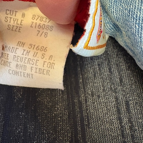 Vintage “Tickets” Blue Denim Crop Denim Vest Top - Picture 14 of 16